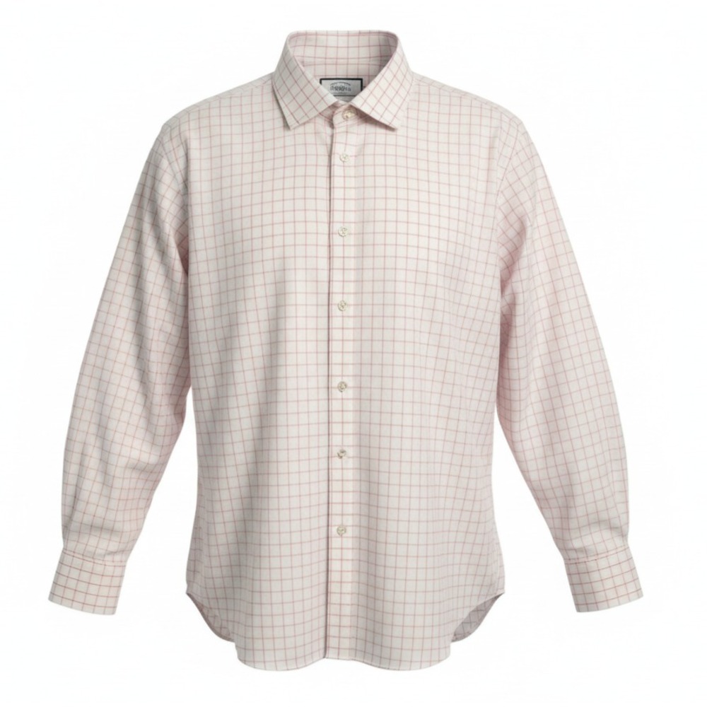 Charles Tyrwhitt Shirt Men's 17 34 Slim Fit Pink Windowpane Check Dress Non Iron